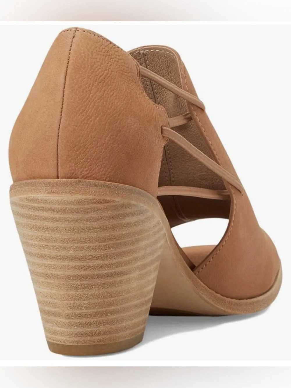 EILEEN FISHER Nikki Sandal Honey Suede Peep-Toe Block Heel Booties Size 8 NEW - Picture 6 of 12